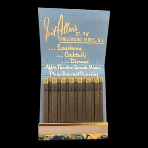 Vintage 1960s Sid Allen's Matchbook Englewood Cliffs New Jersey Full Unstruck...